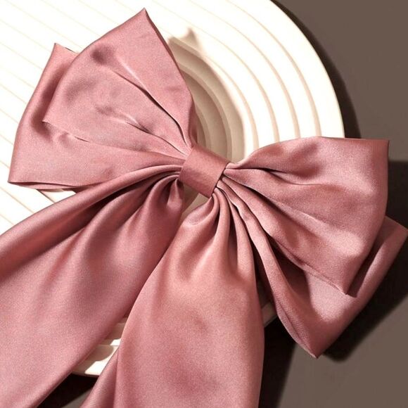 SALE Handmade Large Dusty Rose Pink Elegant Bow Hair Clip - Picture 2 of 4